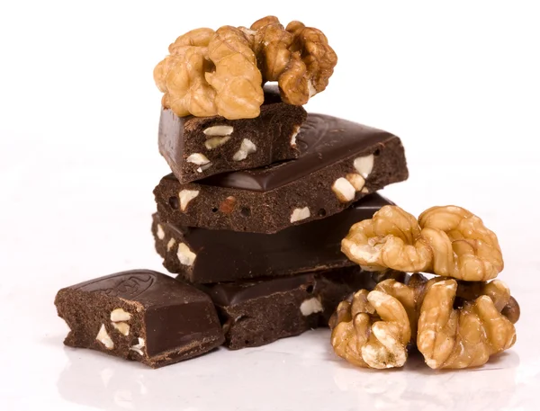 Ořechy a čokoládou — Stock fotografie