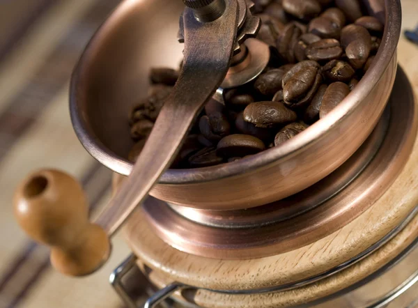 Grãos de café em um moinho — Fotografia de Stock