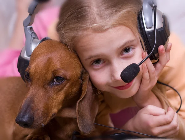 stock image Girl end dog