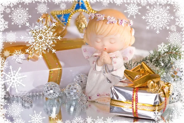 Angel and gifts — Stock Photo, Image