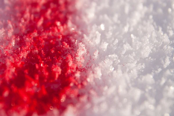 Red paint on snow — Stock Photo, Image