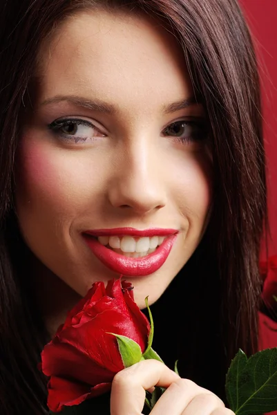 Mujer con rosas — Foto de Stock