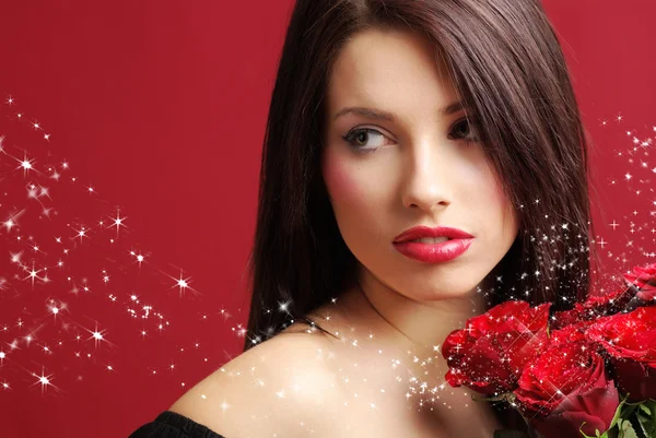 Woman with Roses — Stock Photo, Image