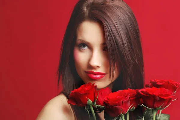 Woman with Roses — Stock Photo, Image