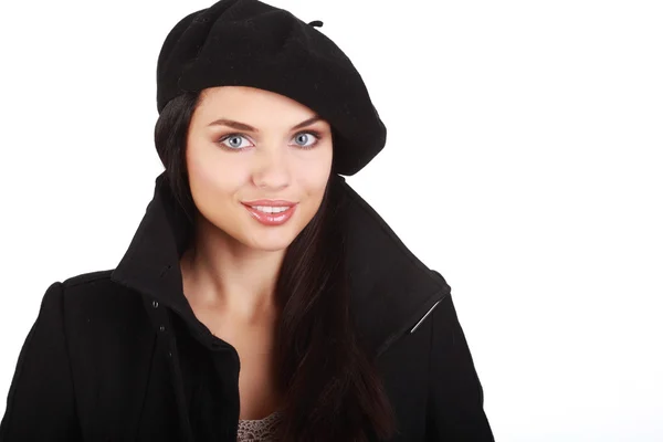 Mujer atractiva en abrigo negro . —  Fotos de Stock