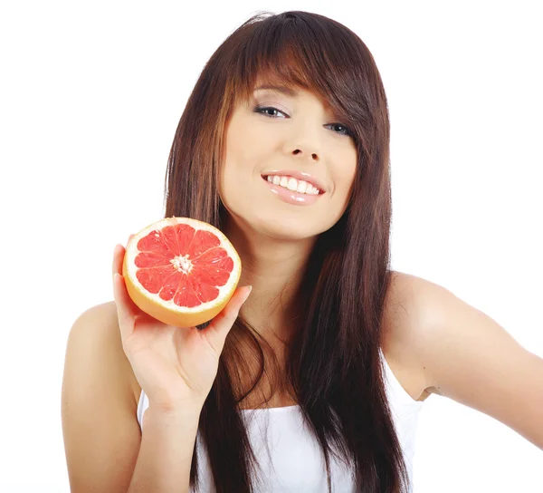 Beautiful woman with fruit — Stock Photo, Image