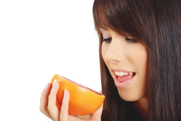 Beautiful woman with fruit — Stock Photo, Image