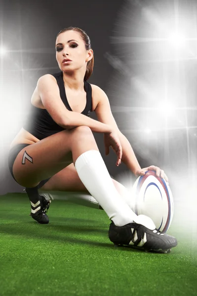 Dziewczyna rugby — Zdjęcie stockowe