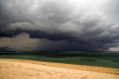 Bad weather on tropical beach clipart