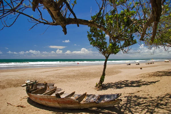 stock image Old boat on the tropical beach.