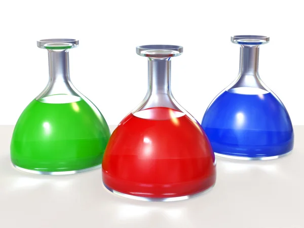 Lab flaskor med vätskor — Stockfoto