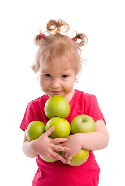 Hermosa chica con manzanas —  Fotos de Stock