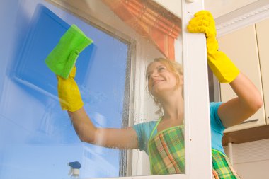 Women cleaning a window 4 clipart