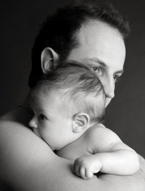 Beautiful picture of daddy with baby clipart