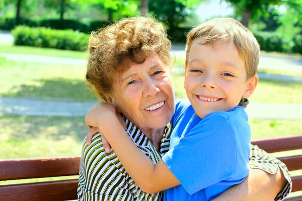 stock image Grandmother with grandson