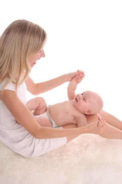 Bebekle anne çalış — Stok fotoğraf
