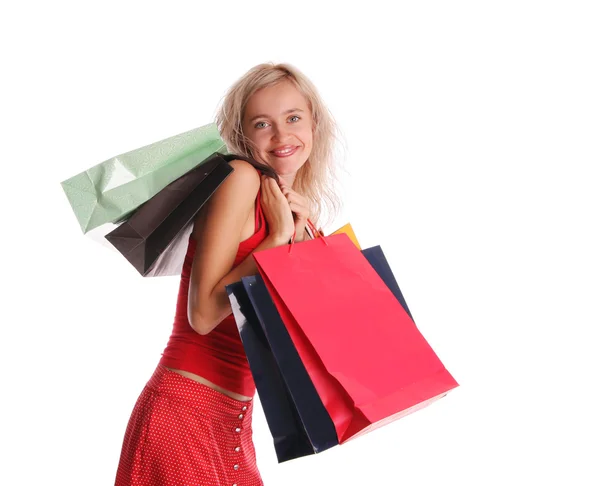 Dívka s počtem nákupů 4 — Stock fotografie