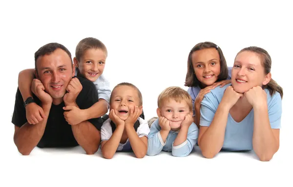 Glückliche Familie mit vielen Kindern — Stockfoto