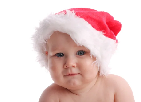 戴着圣诞帽的宝宝 — 图库照片