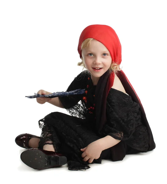 Menina no traje de uma bruxa — Fotografia de Stock