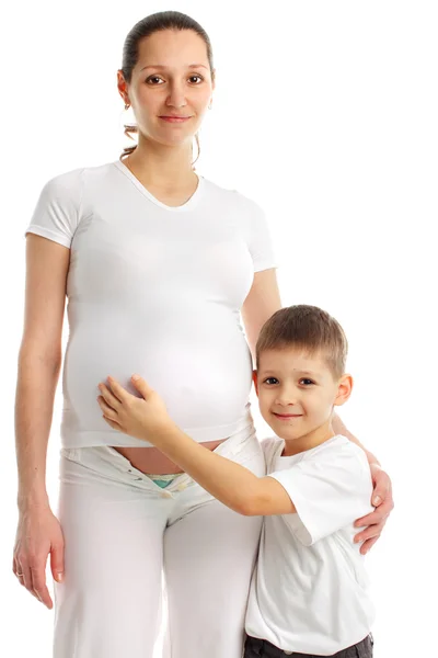 Femme enceinte avec le fils — Photo
