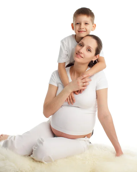 Έγκυος με το γιο — Φωτογραφία Αρχείου