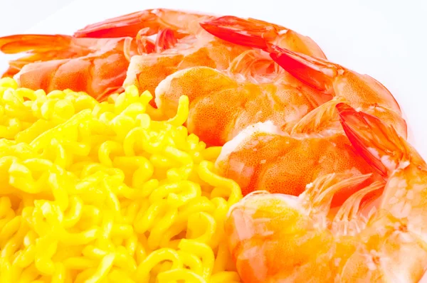 Pasta and shrimp — Stock Photo, Image