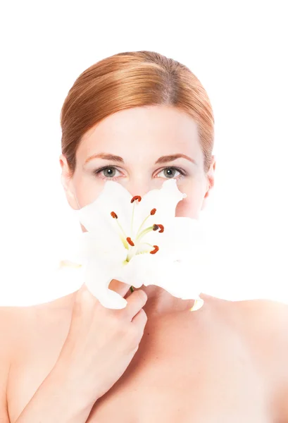 Beautiful spa woman with lilly — Stock Photo, Image