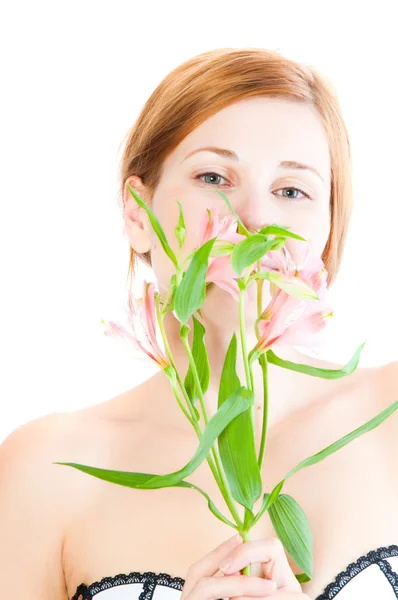 Beautiful spa woman with lilly — Stock Photo, Image