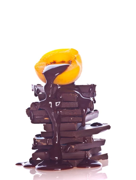 Csokoládé és sirop és gyümölcs — Stock Fotó