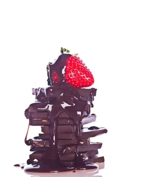 Čokoláda a sirop a ovoce — Stock fotografie