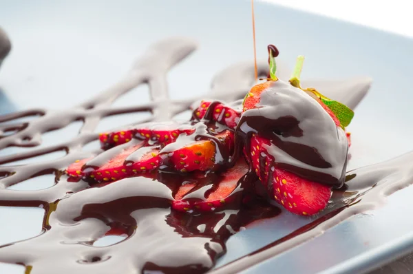 stock image Strawberry in chocolate