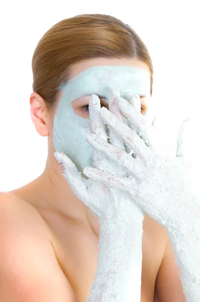 Flicka med ansiktsmask — Stockfoto