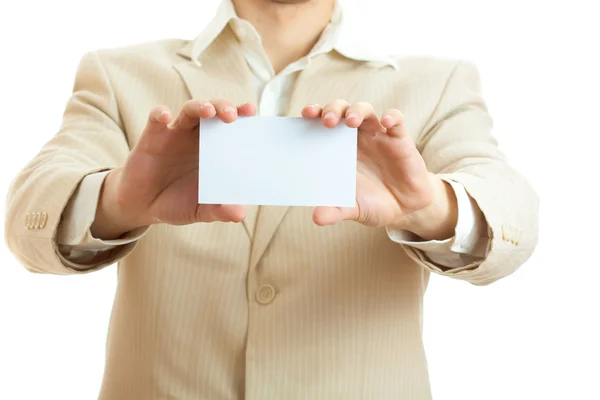 Man holding blank card — Stock Photo, Image