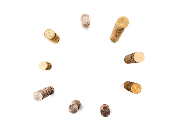 Kolumny monety ułożone wokół Obrazek Stockowy