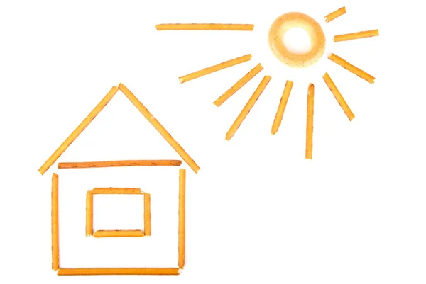 stock image Small house and the sun