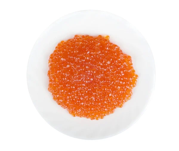 Huevos de salmón rojo en un plato — Foto de Stock