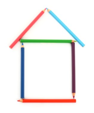 Colour pencil house clipart