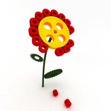 Flowers made of gears clipart