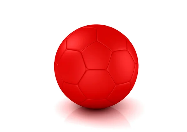 Ballon de football rouge sur fond blanc — Photo
