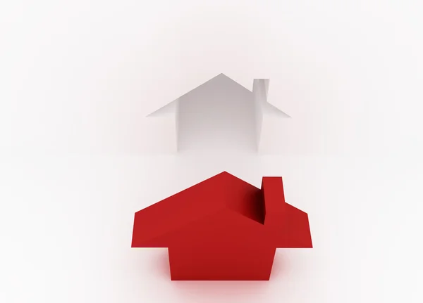 3d vermelho casa sinal isolado no branco — Fotografia de Stock
