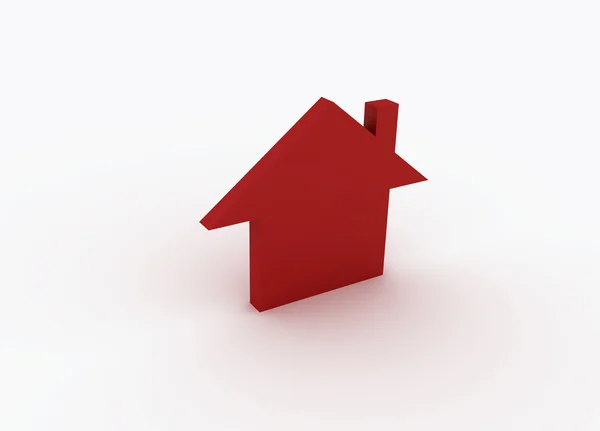 3D röda huset tecken isolerad på vit — Stockfoto