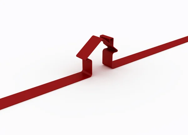 Beyaz izole 3d kırmızı ev işareti — Stok fotoğraf