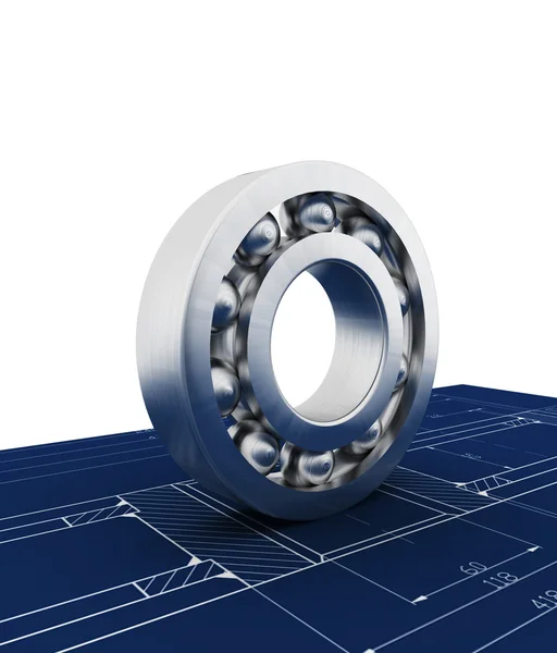 Mechanical sketch and bearings — Stock Photo, Image