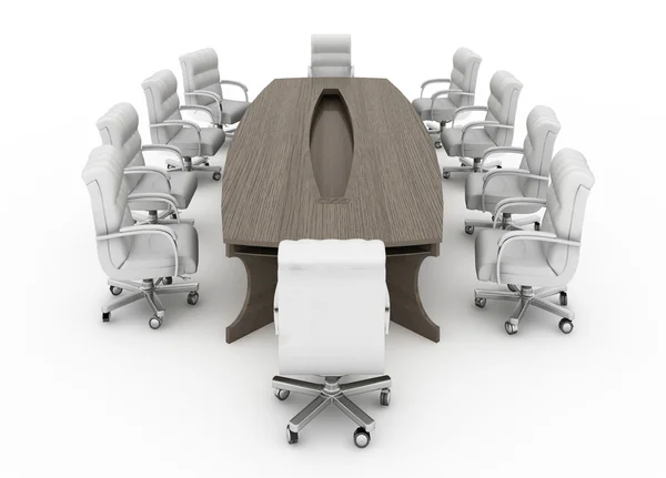 Сучасний конференц-стіл зі стільцями ізольовано — стокове фото