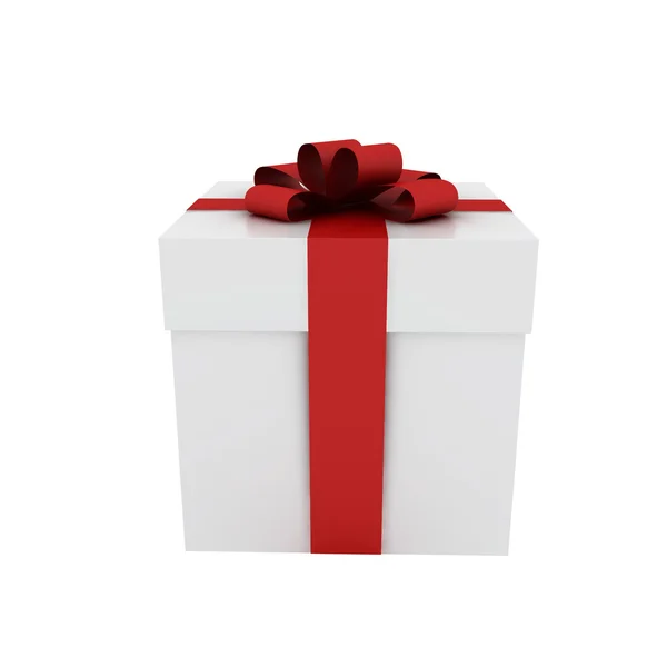 Belle boîte cadeau blanche — Photo
