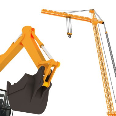 3D yellow crane clipart