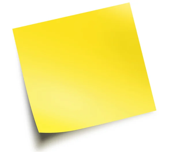 Beyaz izole sarı yapışkan not — Stok fotoğraf