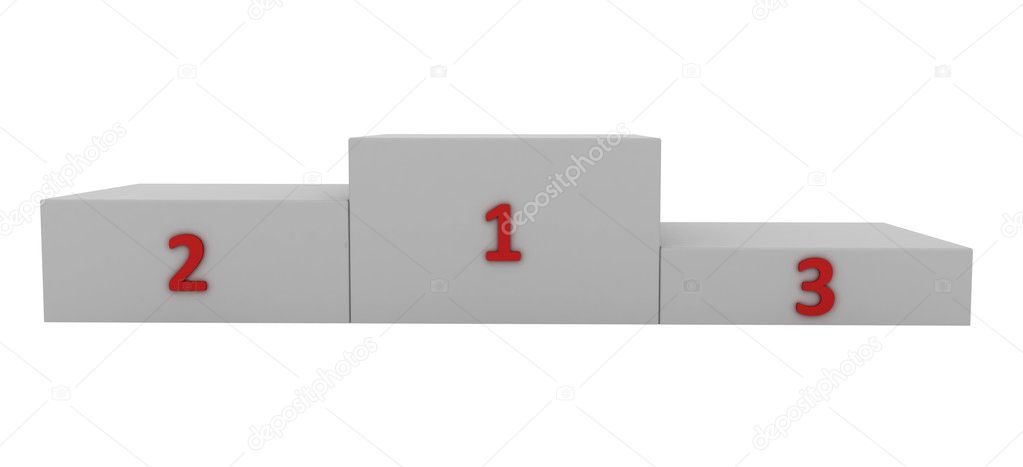 White pedestal with red numerals