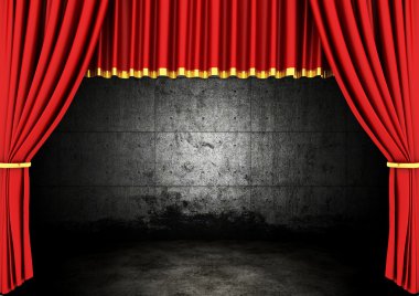 Red Stage Theater Drapes and dark room clipart